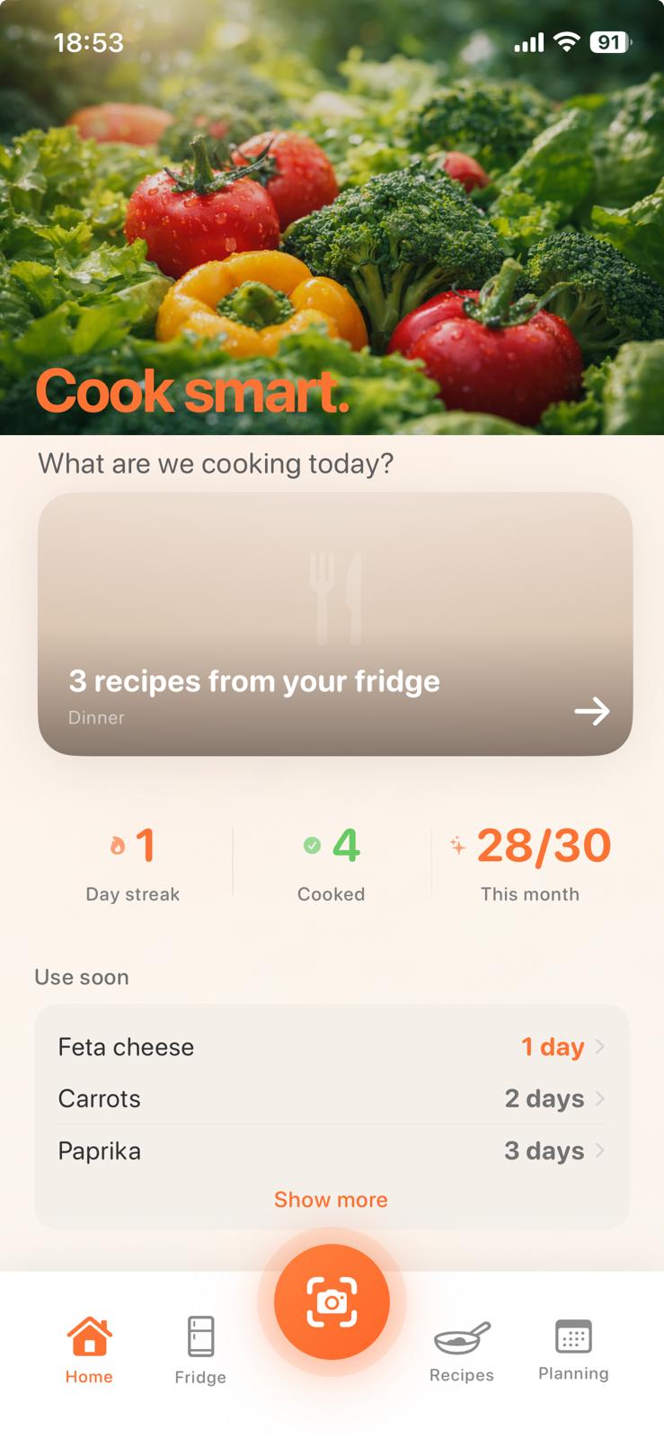 Uppetite Home Screen